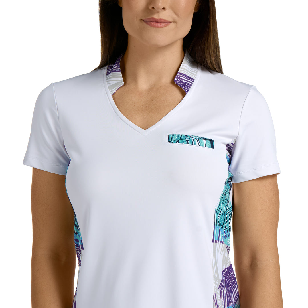 ●PALE JADE● 25SS Collar U-Neck Stripe T Jade White Top - FINAL SALE | Women's Golf | SwingDish
