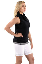 Woman Wearing SwingDish Abigail Black Top Product View 4