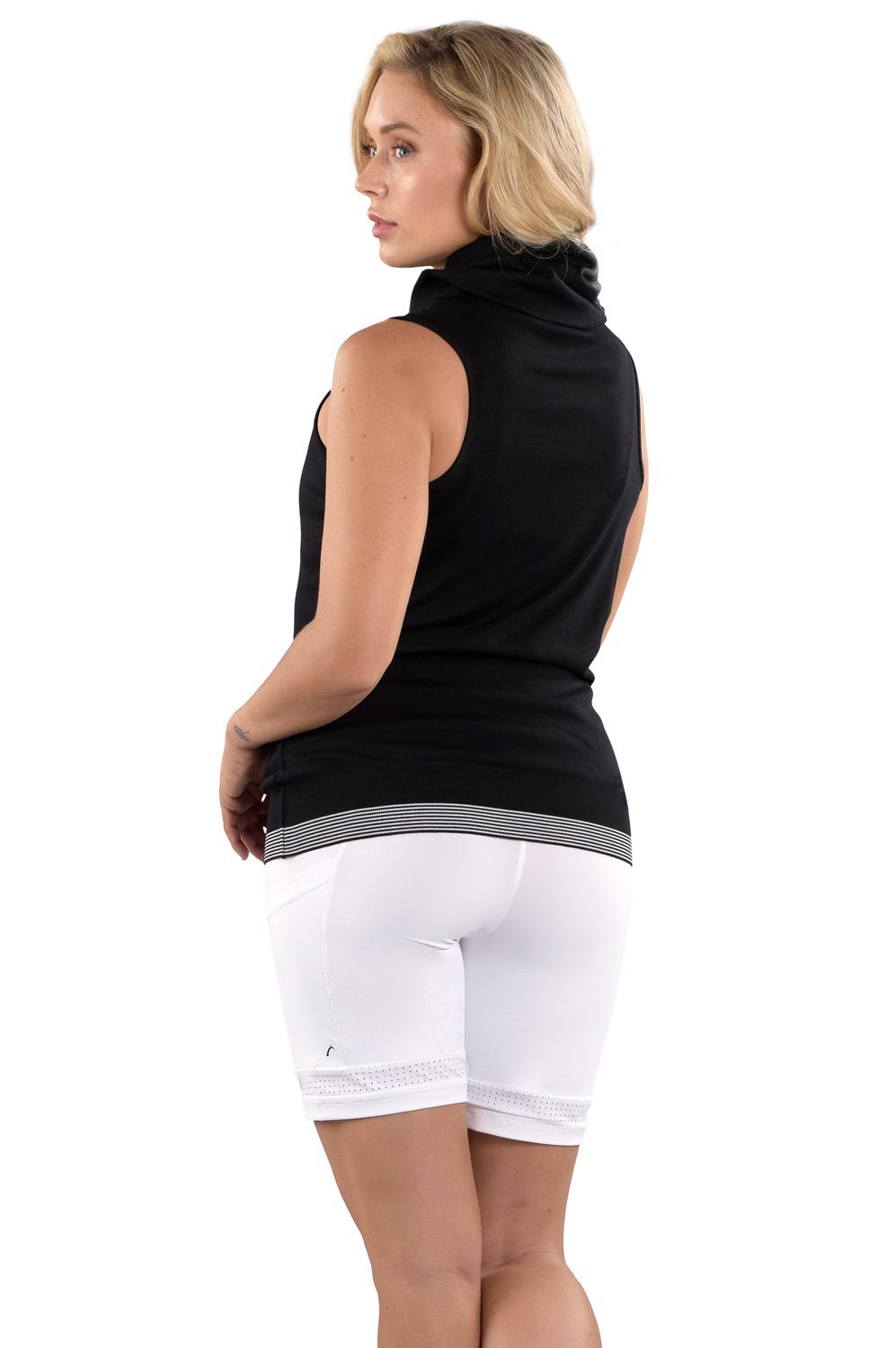 Woman Wearing SwingDish Abigail Black Top Product View 2