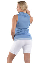 Woman Wearing SwingDish Abigail Blue Top Product View 2