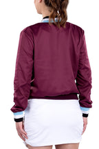 Berlin Mulberry Bomber Jacket Rear View | Women's Maroon Jacket | SwingDish