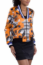 Berlin Print Bomber Jacket Front View | Women's Floral Print Jacket | SwingDish 