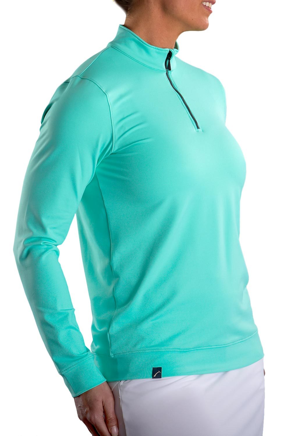 Woman Wearing SwingDish Boyfriend Pullover Mint Product View 6