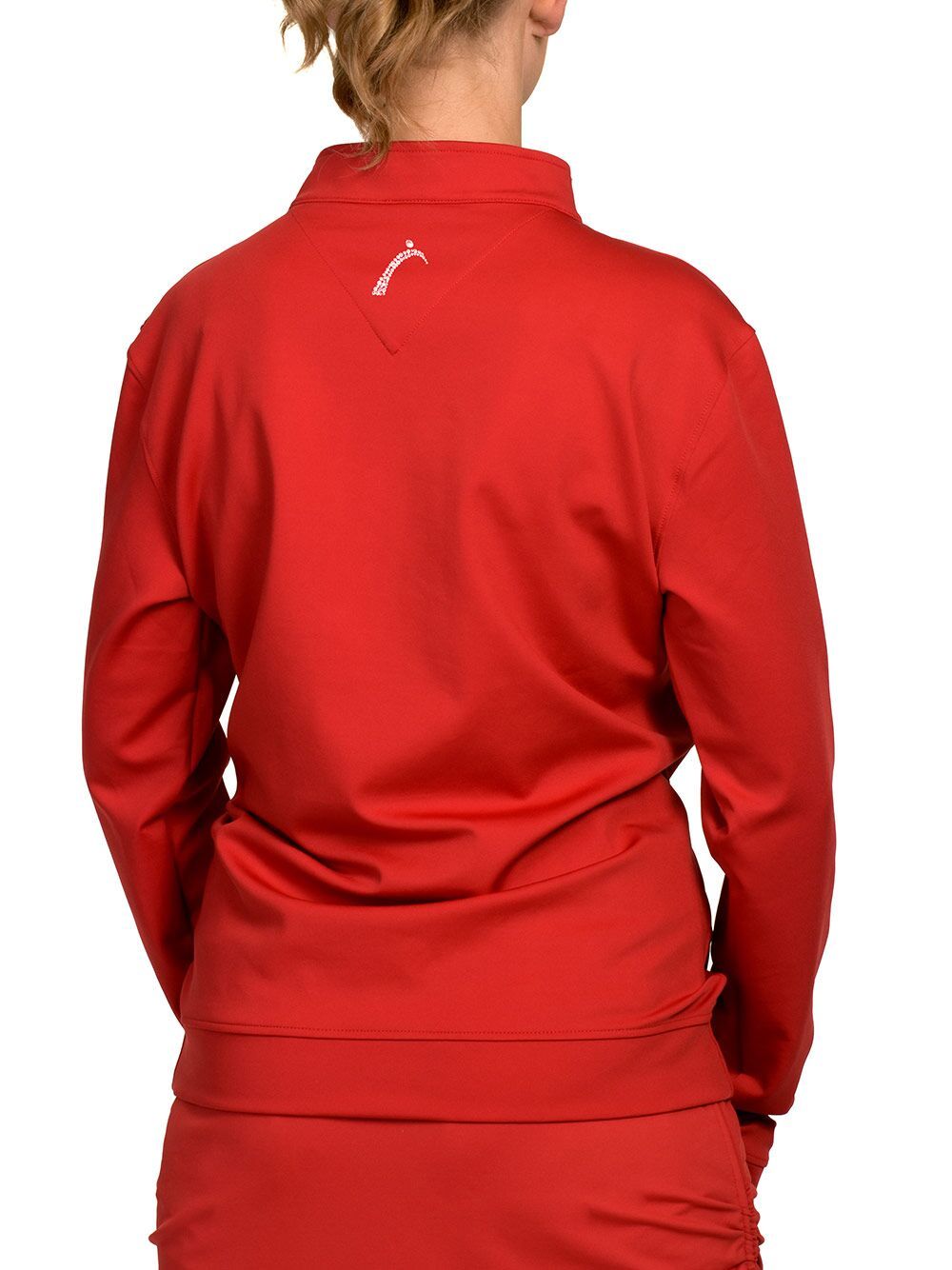Boyfriend Pullover Red Rear View | Women's Golf Day Capsule | SwingDish