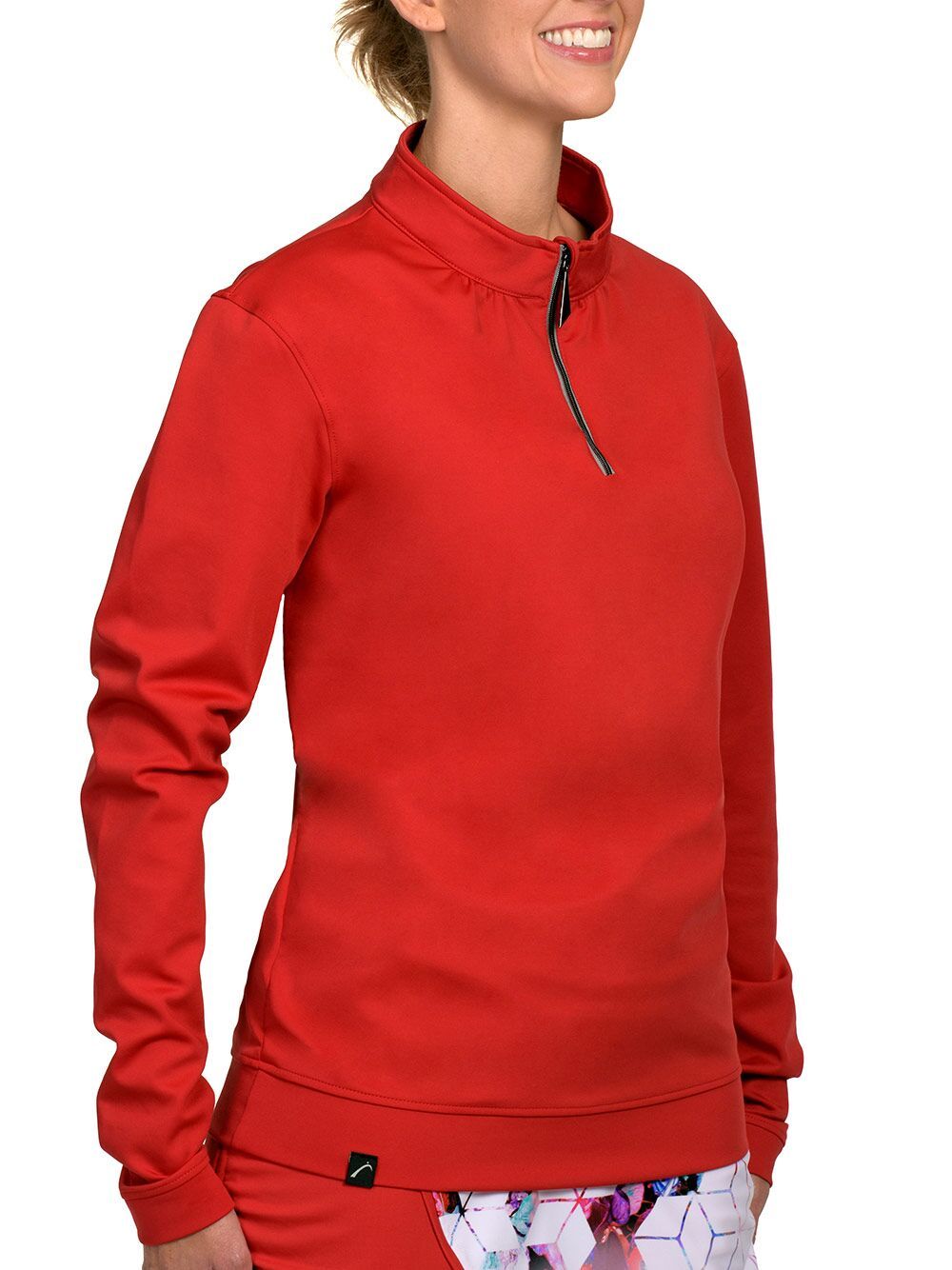 Boyfriend Pullover Red Front View | Women's Golf Day Capsule | SwingDish