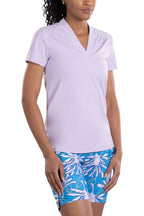 Woman Wearing SwingDish Caroline Lilac Top Product View 1