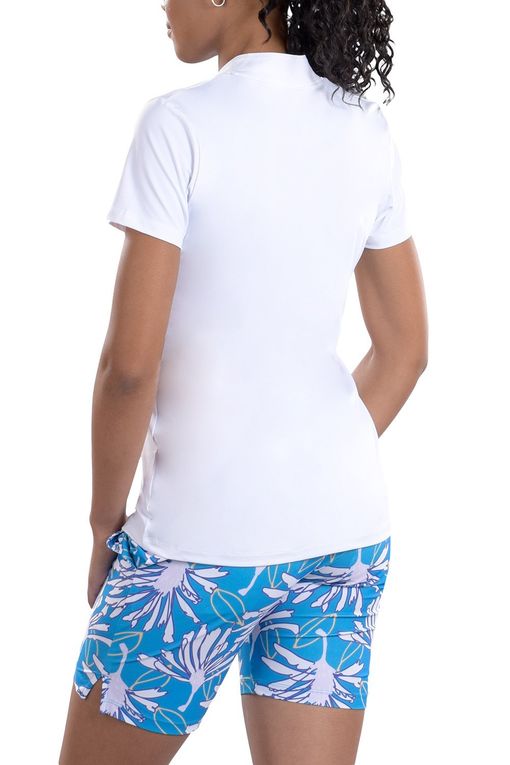 Woman Wearing SwingDish Caroline White Top Product View 3