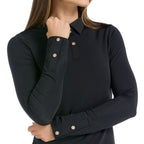 Clara Long Sleeve Black Top - SwingDish Women's Golf and Tennis Top