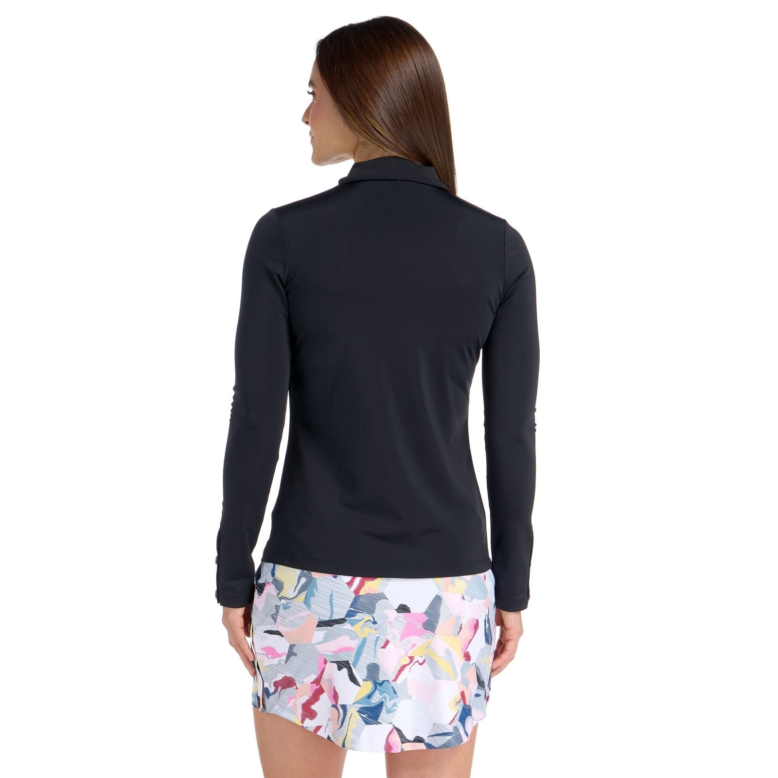 Clara Long Sleeve Black Top - SwingDish Women's Golf and Tennis Top