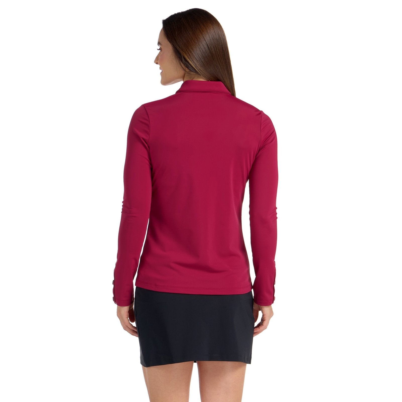 CLARA LONG SLEEVE CRIMSON GOLF SHIRT - FINAL SALE – SwingDish