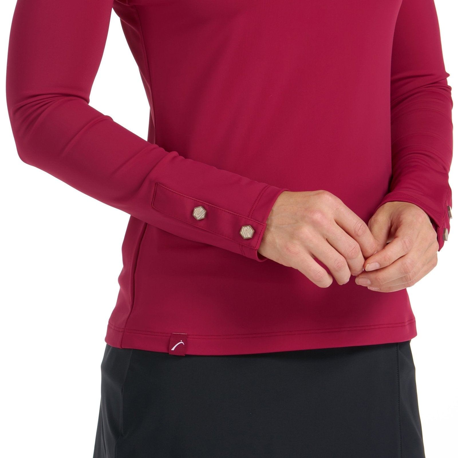 Clara Long Sleeve Crimson Top - SwingDish Women's Golf and Tennis Top