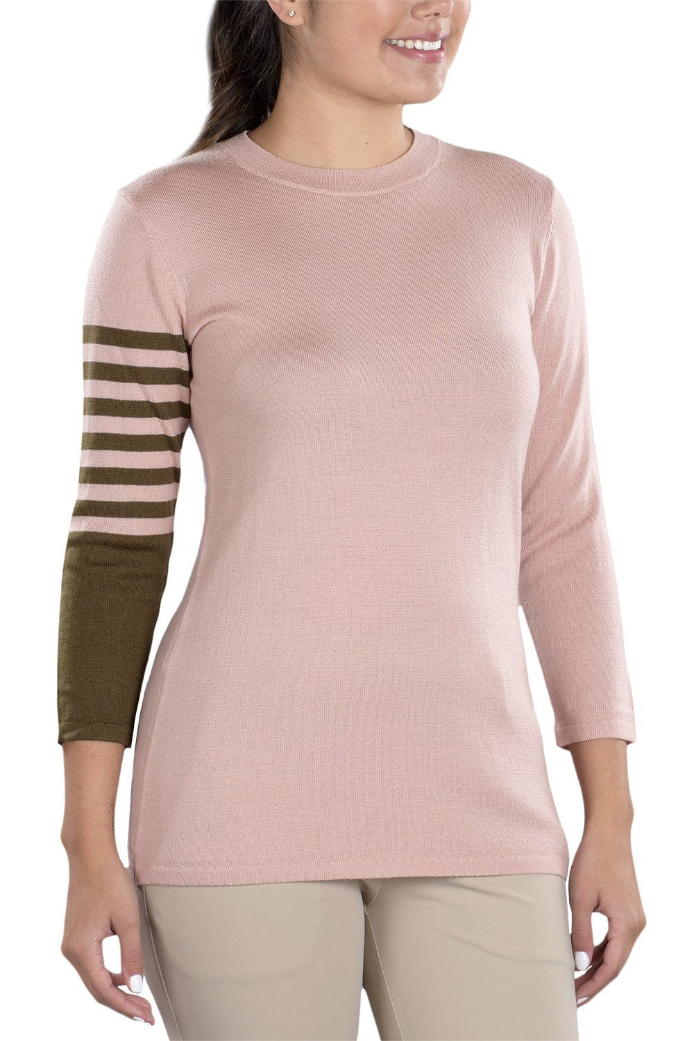 Woman Wearing SwingDish Dalia Crewneck Sweater Product View 4