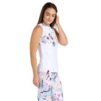 Emery White/Print Top - SwingDish Women's Golf and Tennis Top