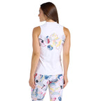 Emery White/Print Top - SwingDish Women's Golf and Tennis Top