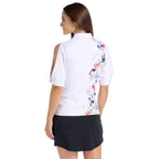 Everleigh White/Print Top - SwingDish Women's Golf and Tennis Top