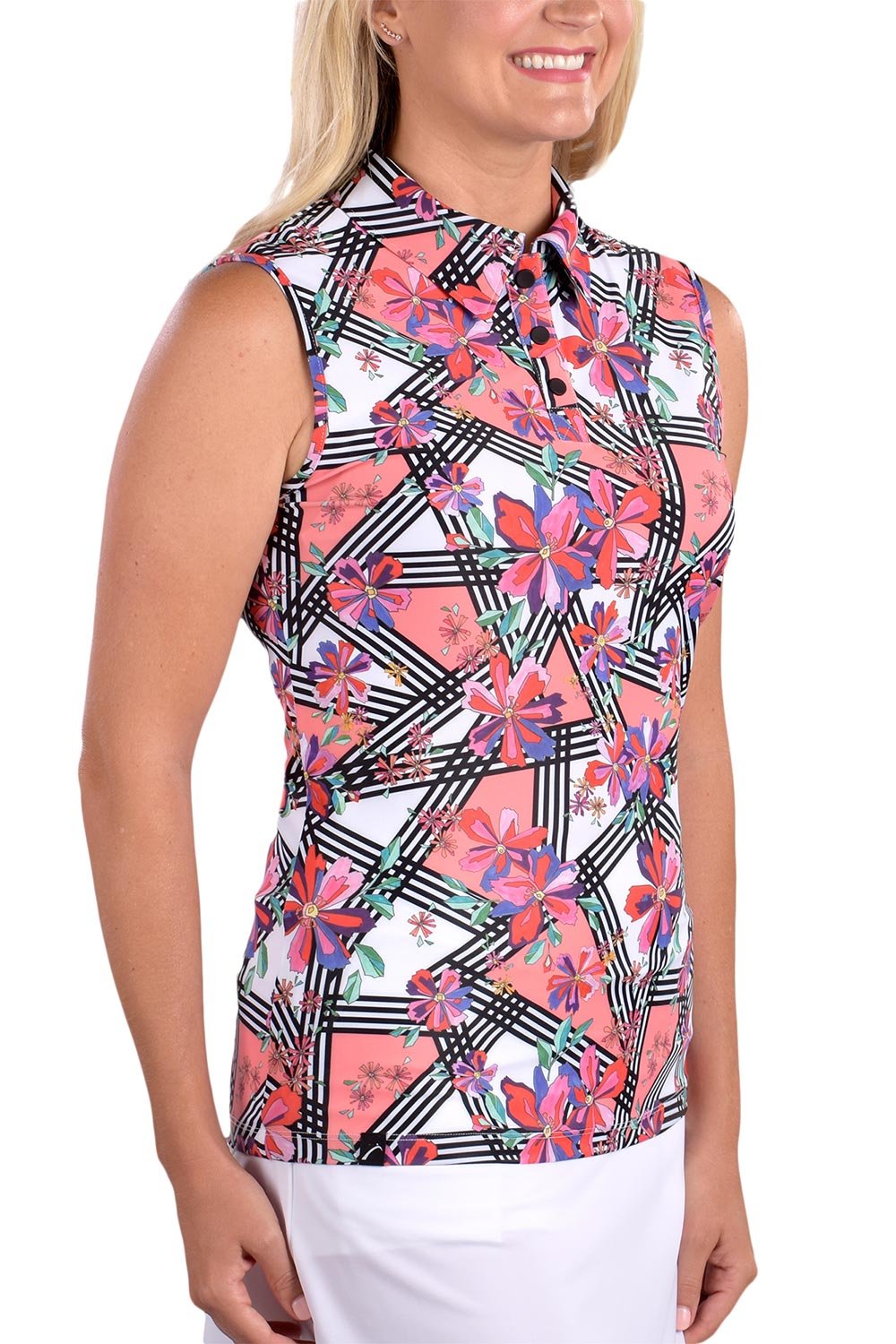 Flower Power Robyn Top Printed - SwingDish Women's Golf and Tennis Tops