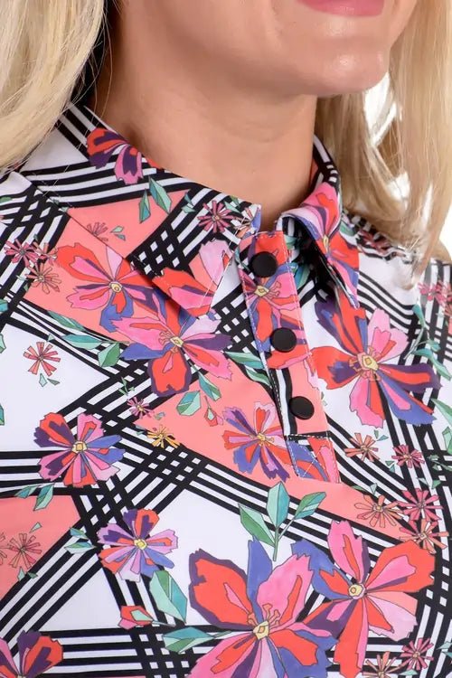 Flower Power Robyn Top Printed - SwingDish Women's Golf and Tennis Tops