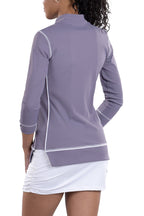 Woman Wearing SwingDish Haley 3/4 Sleeve Top in Secret Product View 2