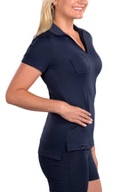 Woman Wearing SwingDish Harper Navy Product View 2