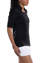 Woman Wearing SwingDish Kali Black Top Product View 4