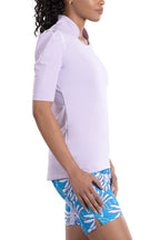 Woman Wearing SwingDish Kali Lilac Mid Sleeve Top Product View 4