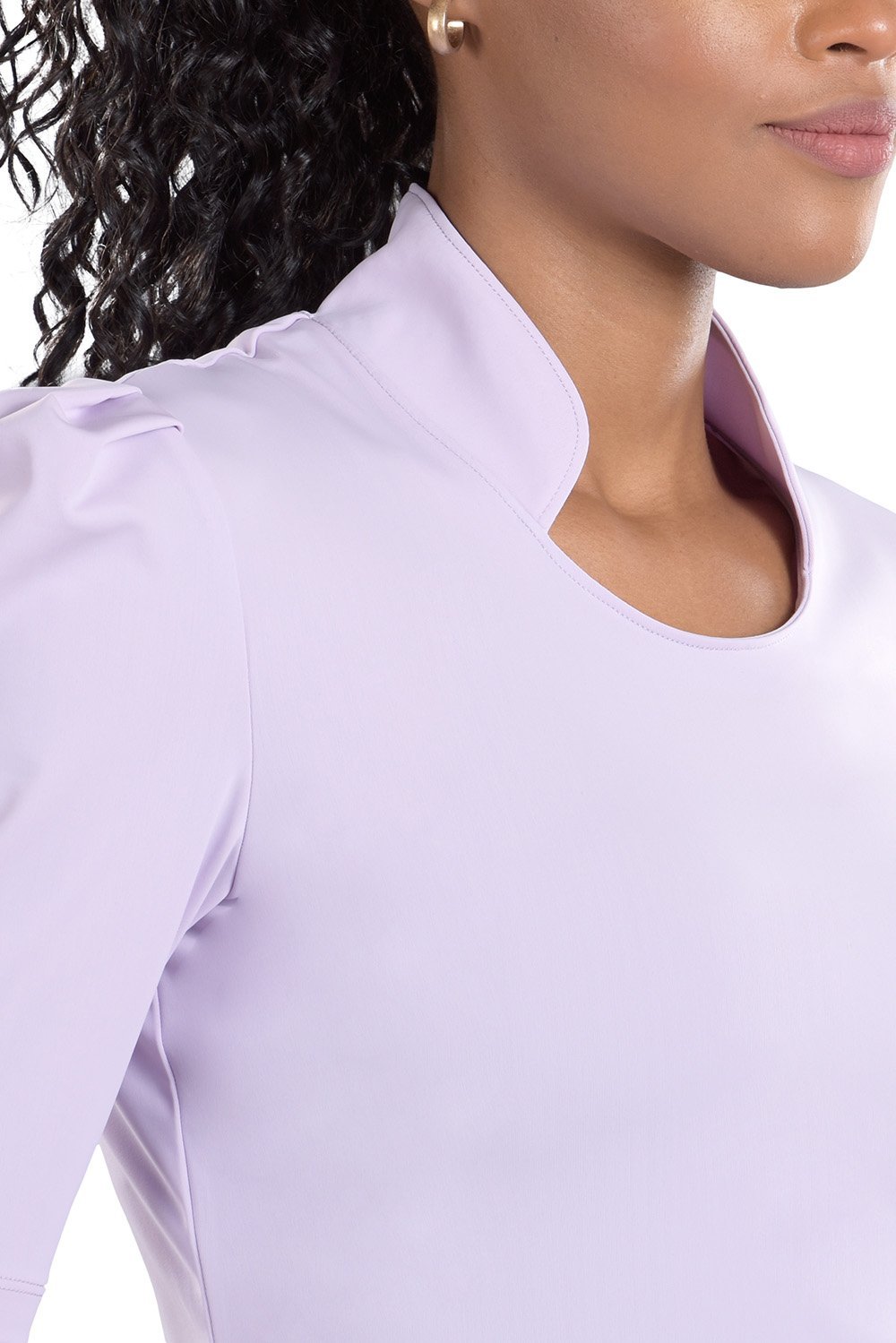 Woman Wearing SwingDish Kali Lilac Mid Sleeve Top Product View 3