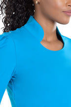 Woman Wearing SwingDish Kali Peacock Mid Sleeve Top Product View 2