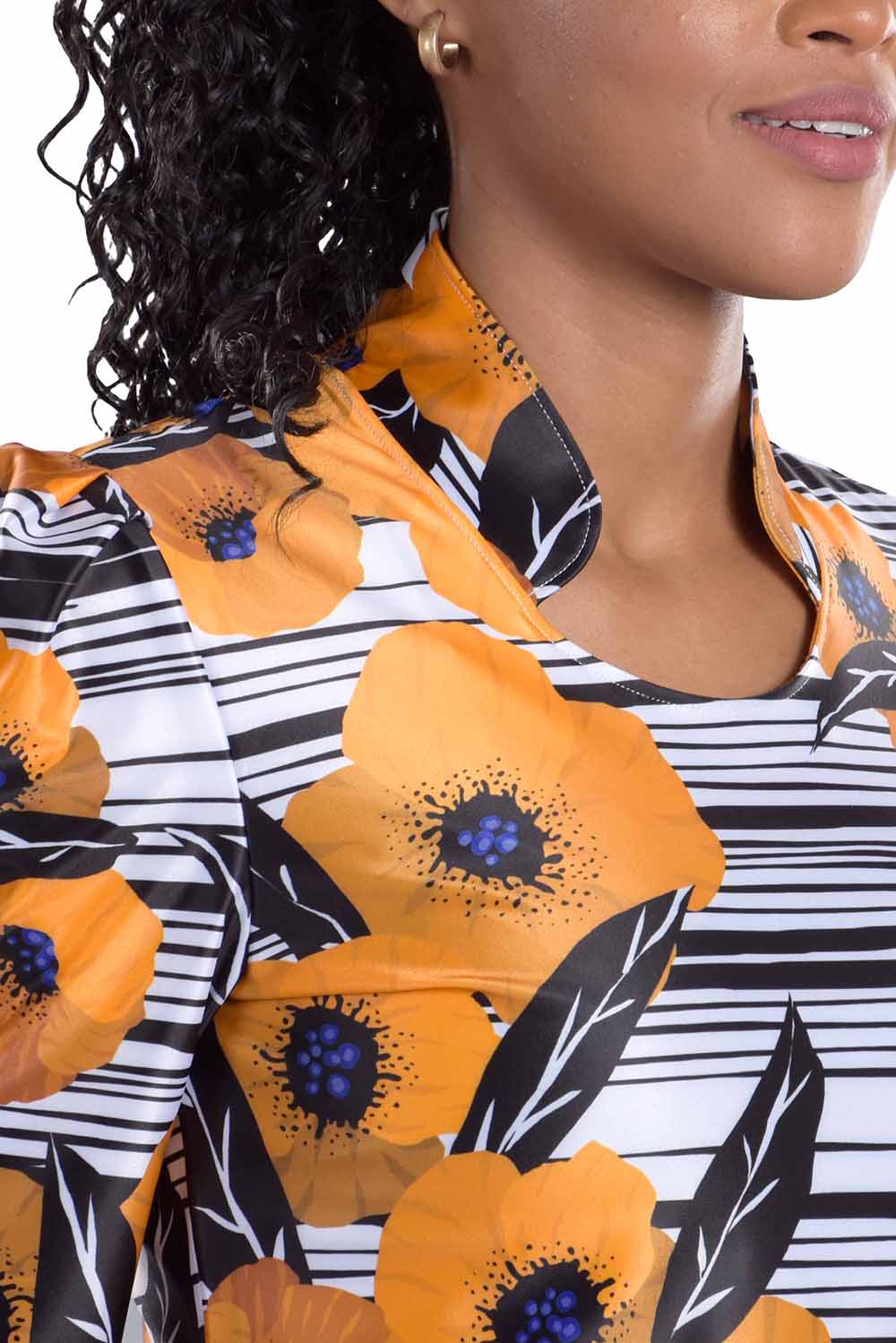 Woman Wearing SwingDish Kali Print Top Product View 3