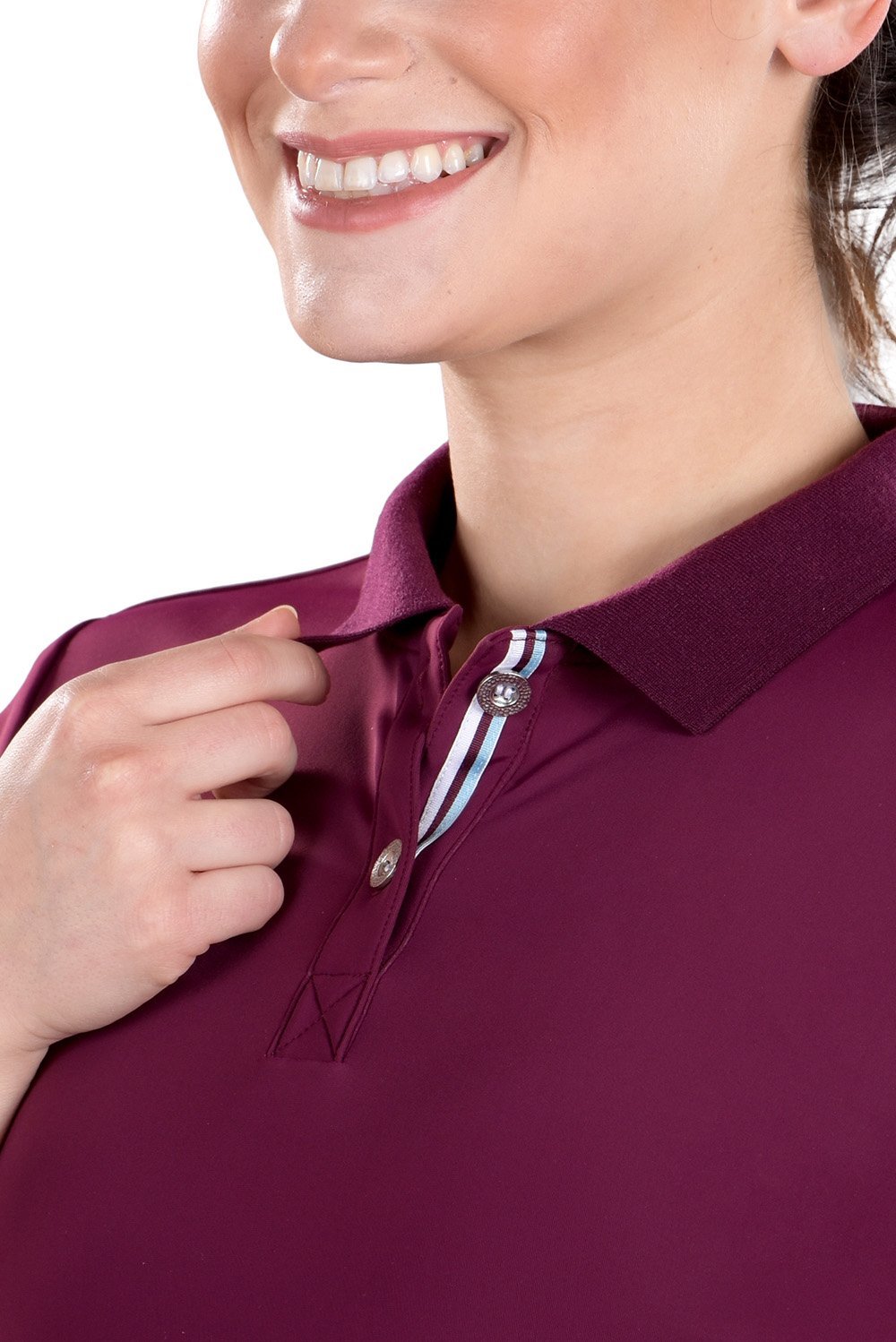 Karina Mulberry Top Neck View | Women's Maroon Polo | SwingDish