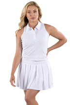 Kaylee White Racerback Cropped Polo | SwingDish
