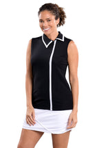 Kelly Sleeveless Top in Black - SwingDish Women's Golf and Tennis Tops