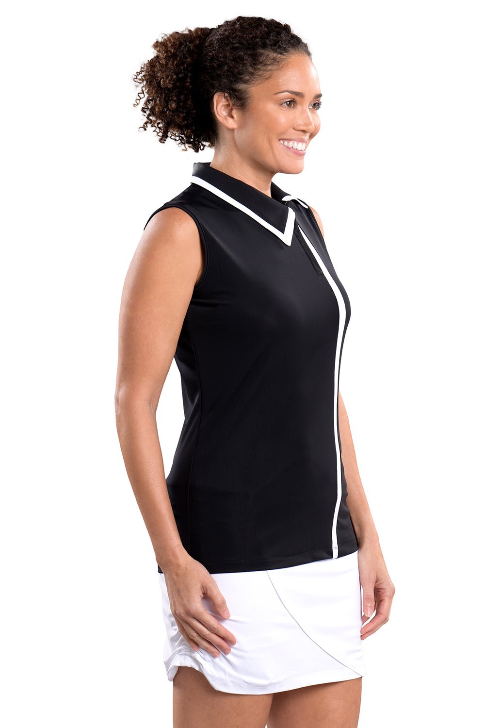 Kelly Sleeveless Top in Black - SwingDish Women's Golf and Tennis Tops