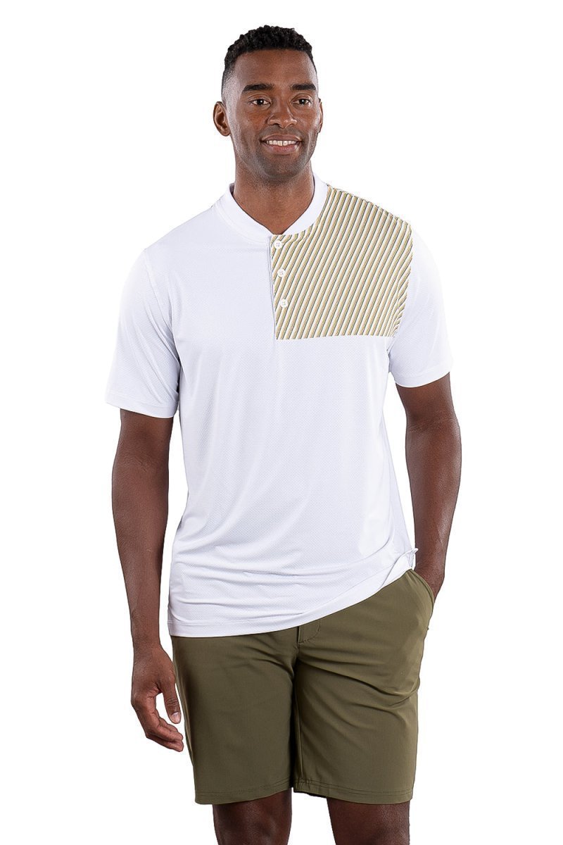 Kyle Polo White Stripe Print - FINAL SALE