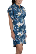 Nala Print Dress Side View | Blue Floral Women's Golf Dress | SwingDish