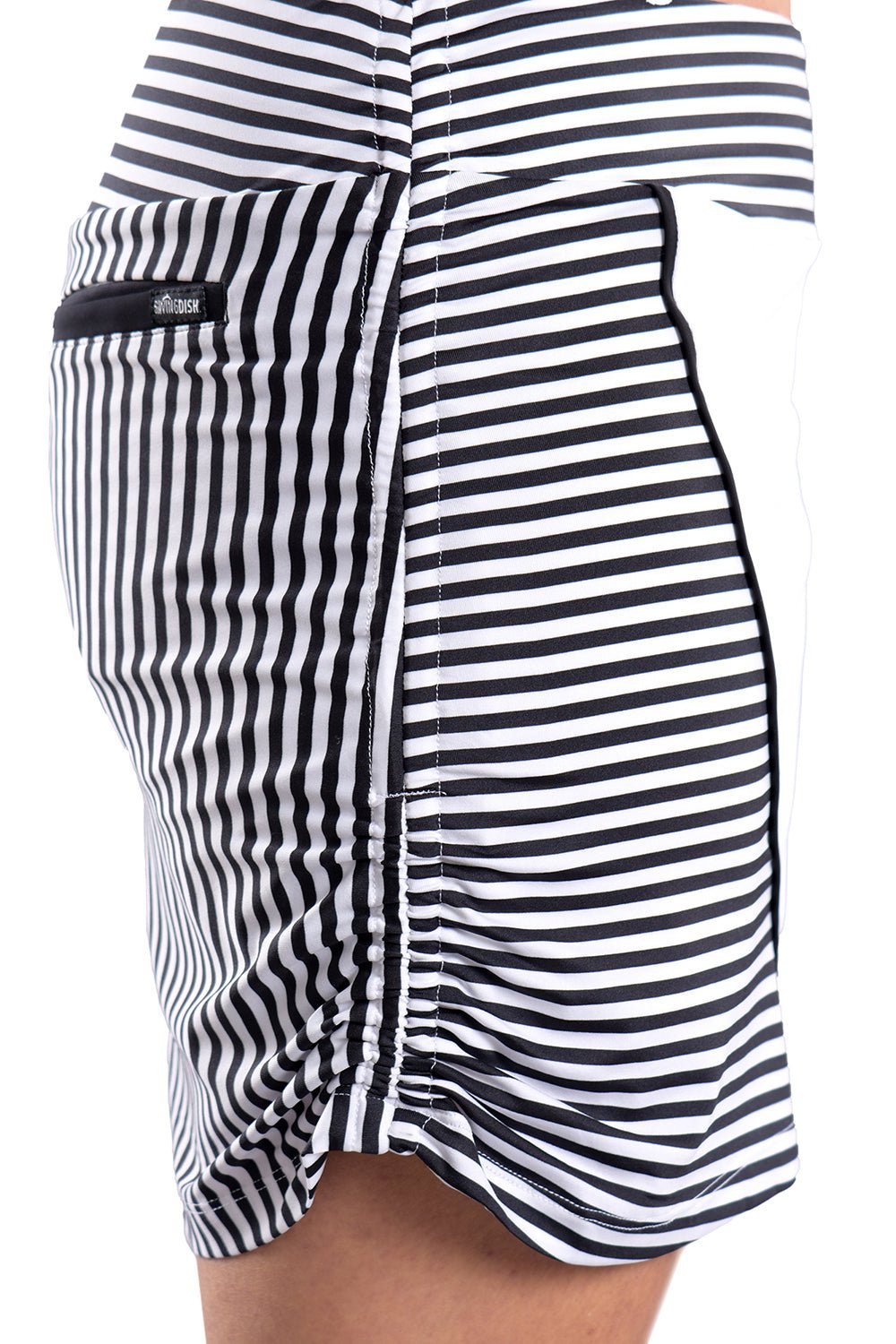 Olivia Black and White Stripe Skort - SwingDish Women's Golf and Tennis Skorts