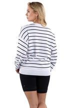 Woman Wearing SwingDish Reagan Sweater - White Product View 3