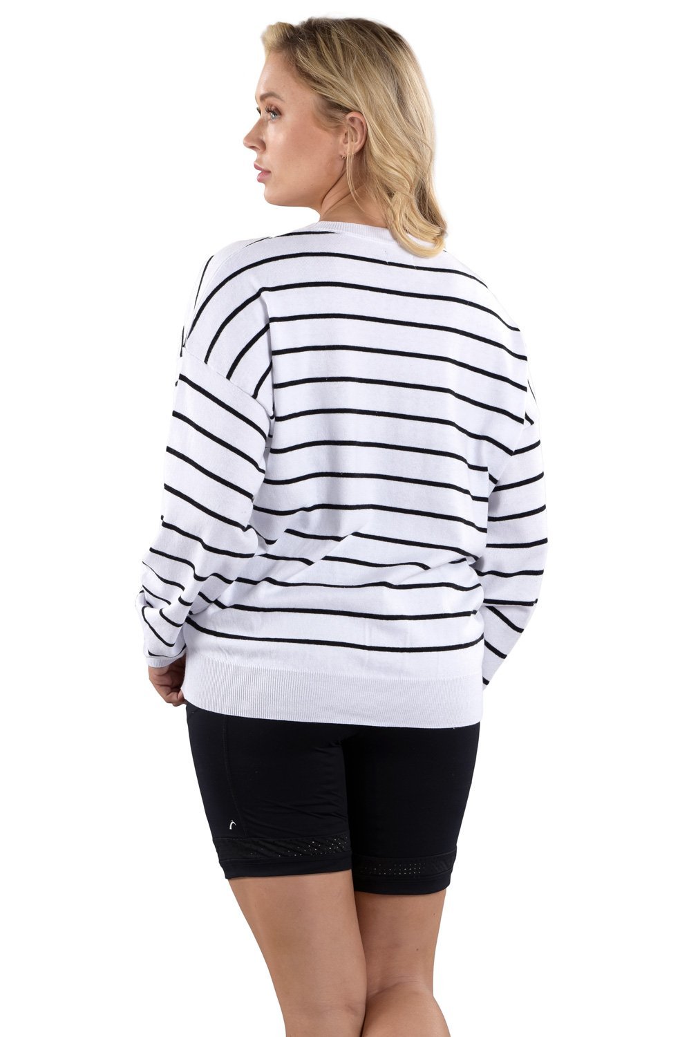 Woman Wearing SwingDish Reagan Sweater - White Product View 3