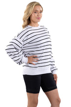Woman Wearing SwingDish Reagan Sweater - White Product View 2