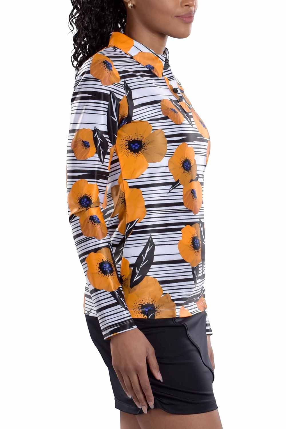 Woman Wearing SwingDish Rhonda Print Top Product View 4