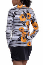 Woman Wearing SwingDish Rhonda Print Top Product View 2