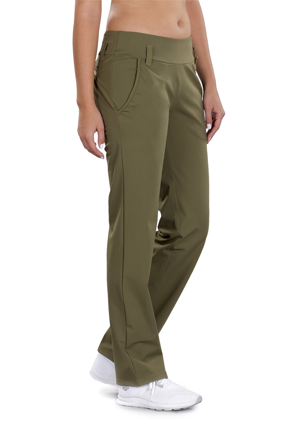Woman Wearing SwingDish Sabra Kaki Pant Product View 2