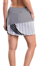 Sandra Black and White Stripe Skort - SwingDish Women's Golf and Tennis Skorts