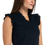 Serena Black Top - SwingDish Women's Golf and Tennis Top
