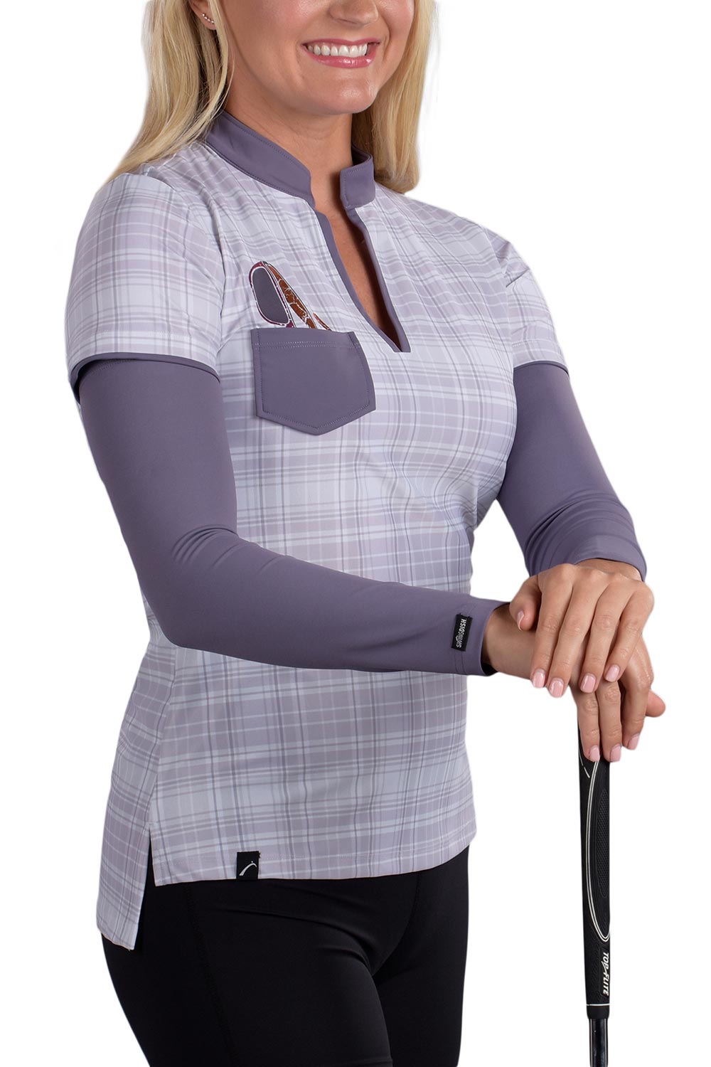 Woman Wearing SwingDish Sleeve It - SPF Arm Protection - Secret Product View 4