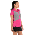 Summer Pink/Stripe Top - SwingDish Women's Golf and Tennis Top