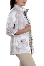 Woman Wearing SwingDish Uma Camo Print Jacket Product View 10